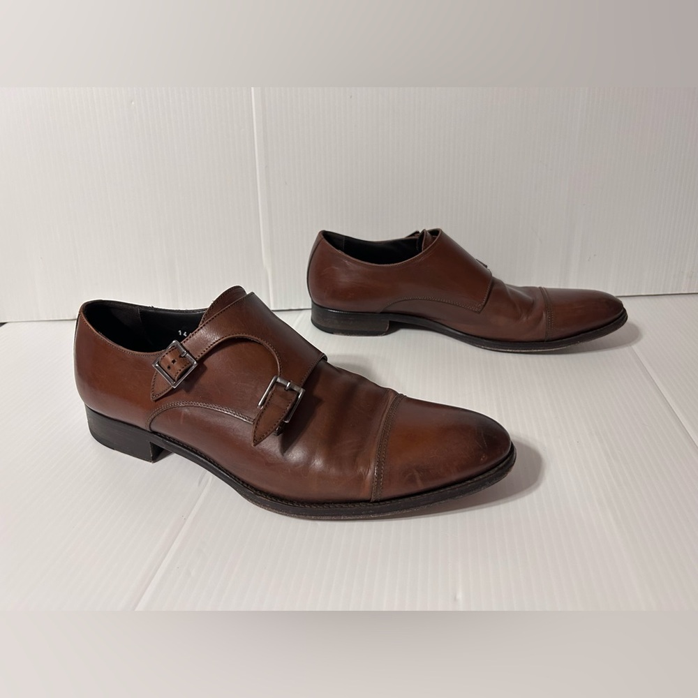 To Boot New York Adam Derrick brown leather buckle slip on dress shoes size 10